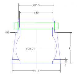 BOITIER ALU BAS JP101407 PETP POUR ROTULE Ø 98EXT