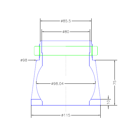 BOITIER ALU BAS JP101407 PETP POUR ROTULE Ø 98EXT