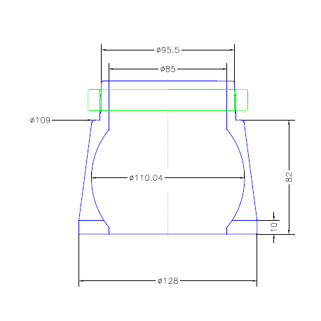 BOITIER ALU BAS JP101408 PETP POUR ROTULE Ø 109EXT