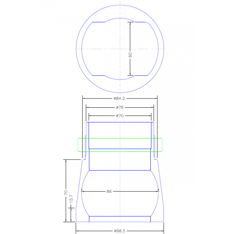 BOITIER BAS JP101406 PETP POUR ROTULE Ø 86EXT