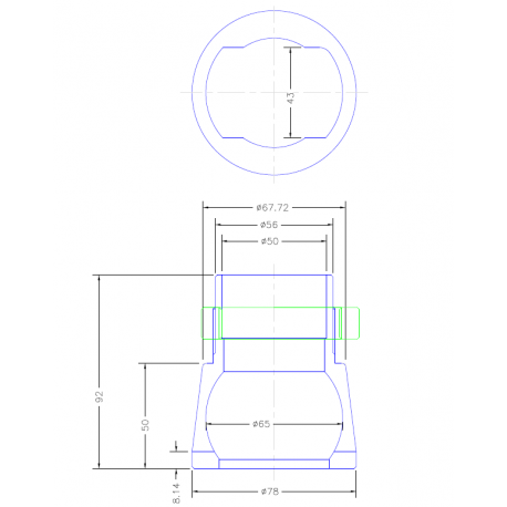 BOITIER BAS JP101404 PETP POUR ROTULE Ø 65EXT