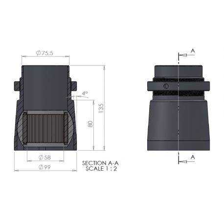 COMPLETE BOTTOM BEARING INCLUDING LONG ALUMINIUM OUTER RACE AND INNER BALL Ø 45 WITH ROLLERS