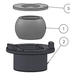 COMPLETE TOP BEARING INCLUDING ALUMINIUM OUTER RACE AND INNER BALL Ø 40 WITH ROLLERS