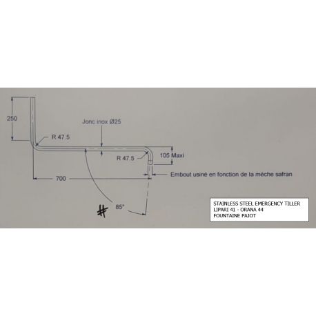 STAINLESS STEEL EMERGENCY TILLER Ø 25 - ORANA 44 AND LIPARI 41